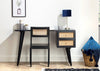Venice 2 Drawer Cane and Wood Dressing Table Desk & Chair Set in Black