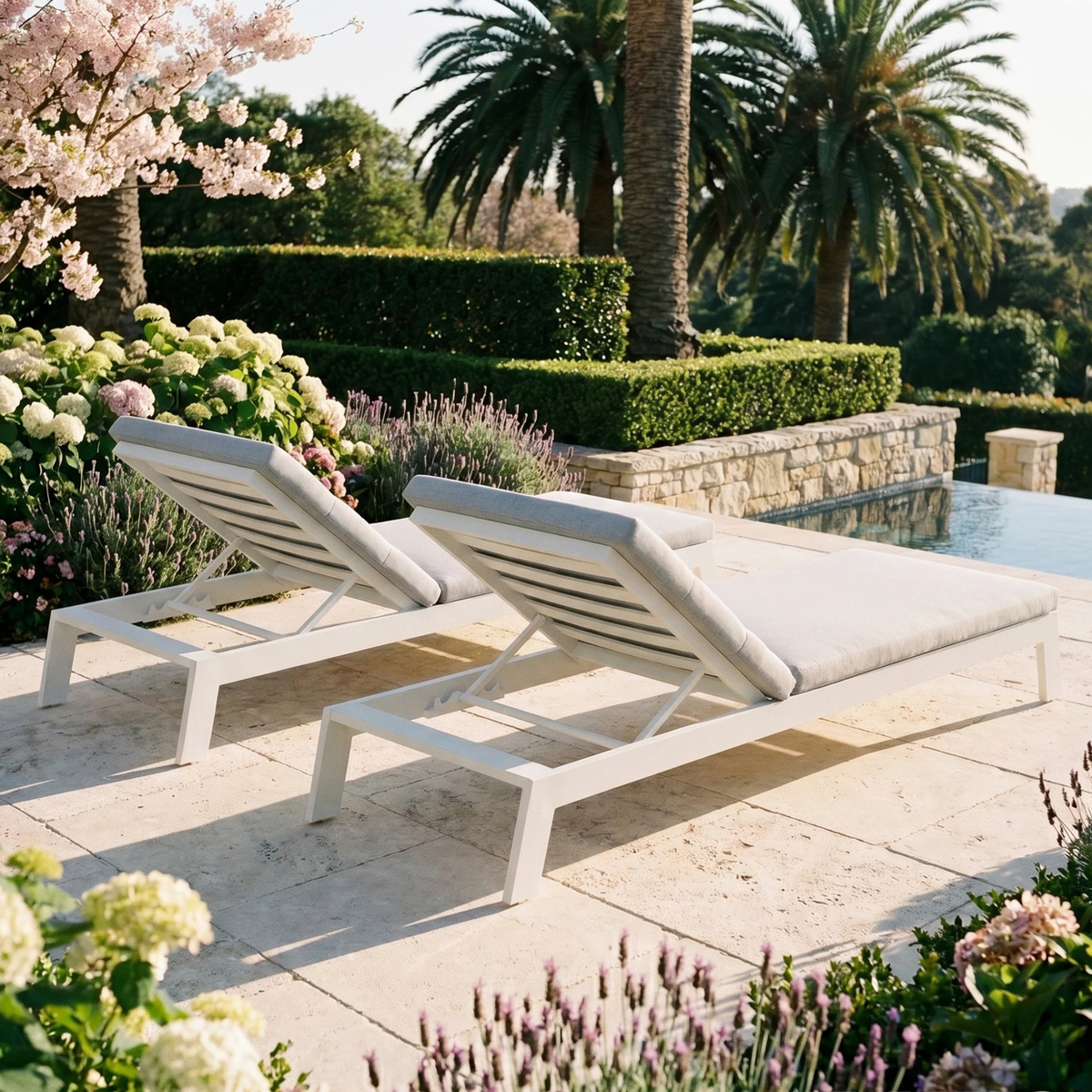 Dessa Outdoor Sun Lounger in White