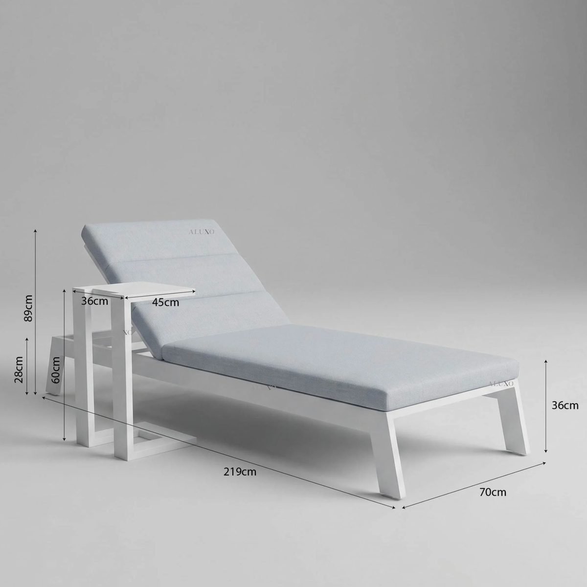 Dessa Outdoor Sun Lounger with Table Set in White