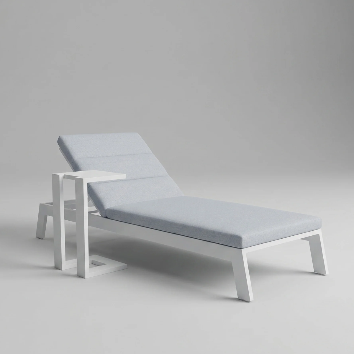 Dessa Outdoor Sun Lounger with Table Set in White