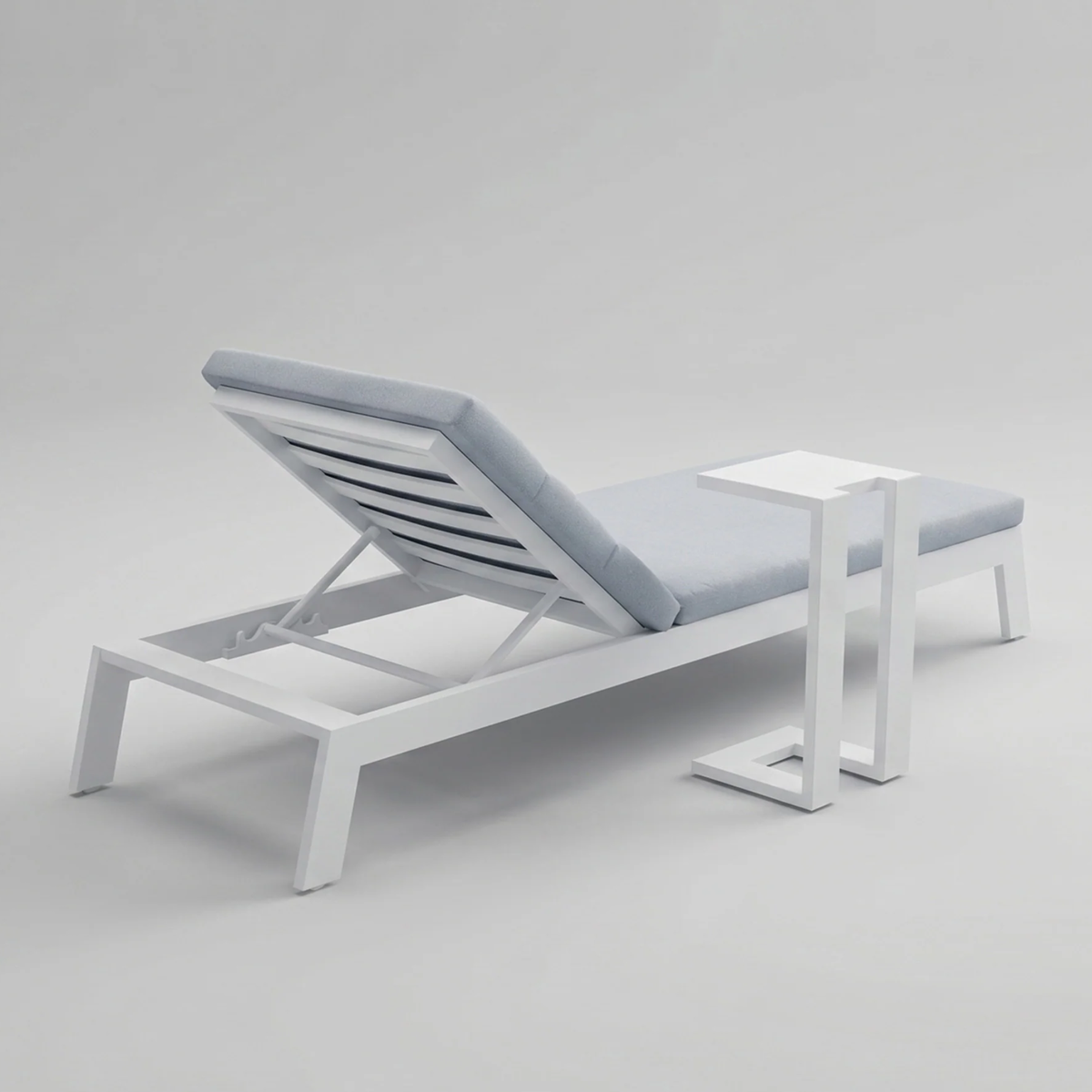 Dessa Outdoor Sun Lounger with Table Set in White