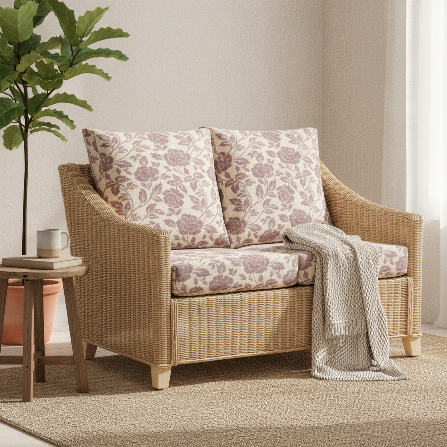 Dijon Natural Wash Cane 2-Seater Sofa in Prague