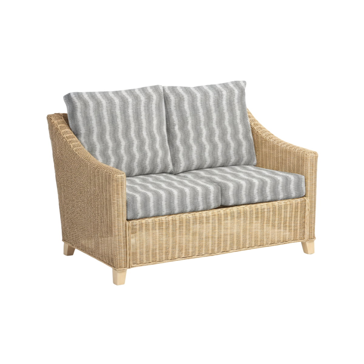 Dijon Natural Rattan 2 Seater Sofa 3pc Suite in Wave Blue