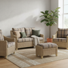 Dijon Natural Wash Cane 2-Seater Sofa, Two Armchairs, Footstool in Highland