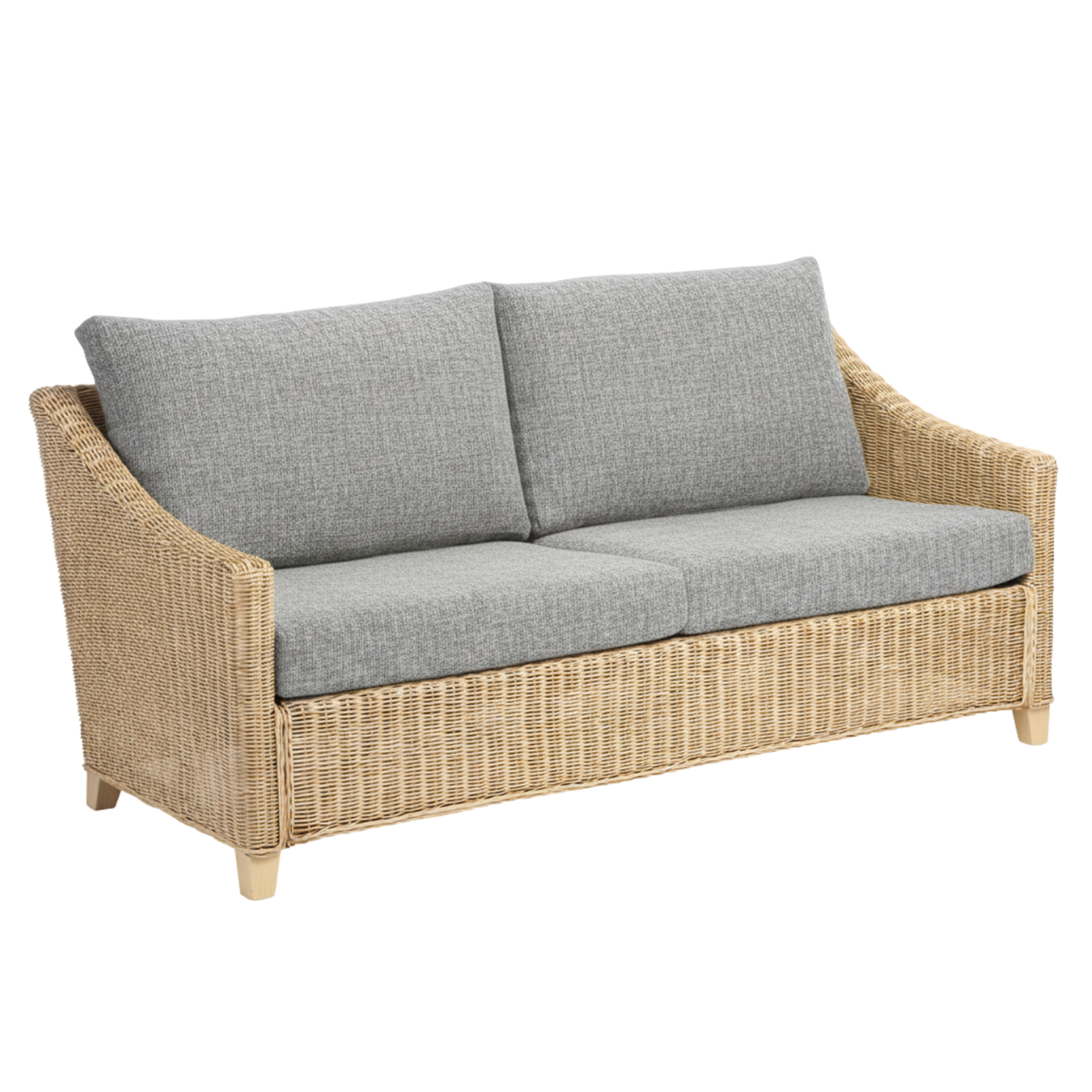 Dijon Natural Wash Cane 3 Seater Sofa in Monarch Grey