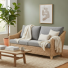 Dijon Natural Wash Cane 3 Seater Sofa in Monarch Grey