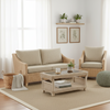 Dijon Natural Wash Cane 3 Seater Sofa, Armchair with Coffee Table - Earth Beige
