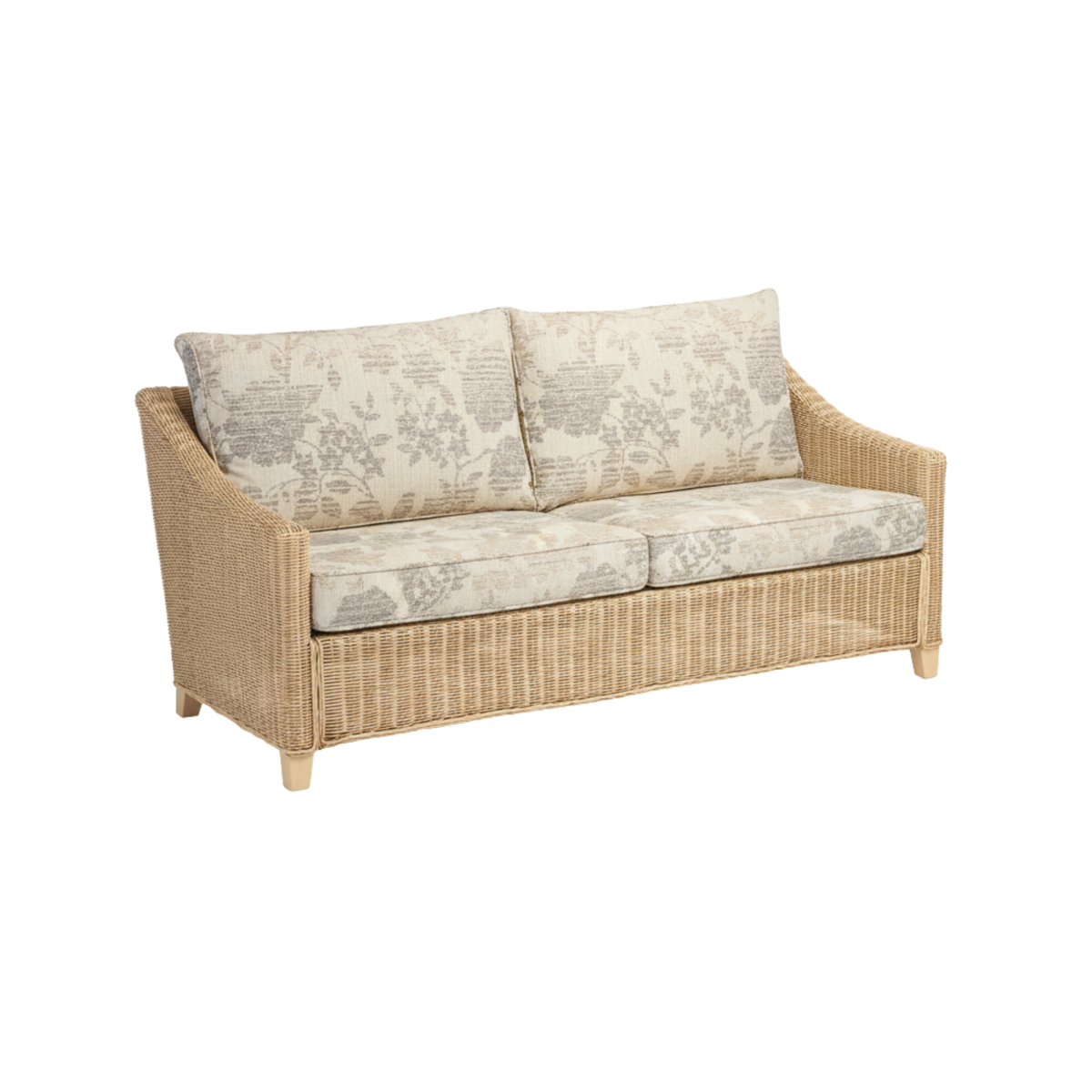 Dijon Natural Wash Cane 3 Seater Sofa in Flora