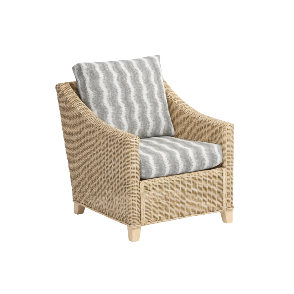 Dijon Natural Rattan 2 Seater Sofa 3pc Suite in Wave Blue