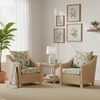 Dijon Natural Rattan 2 Armchairs and Lamp Table in Lily