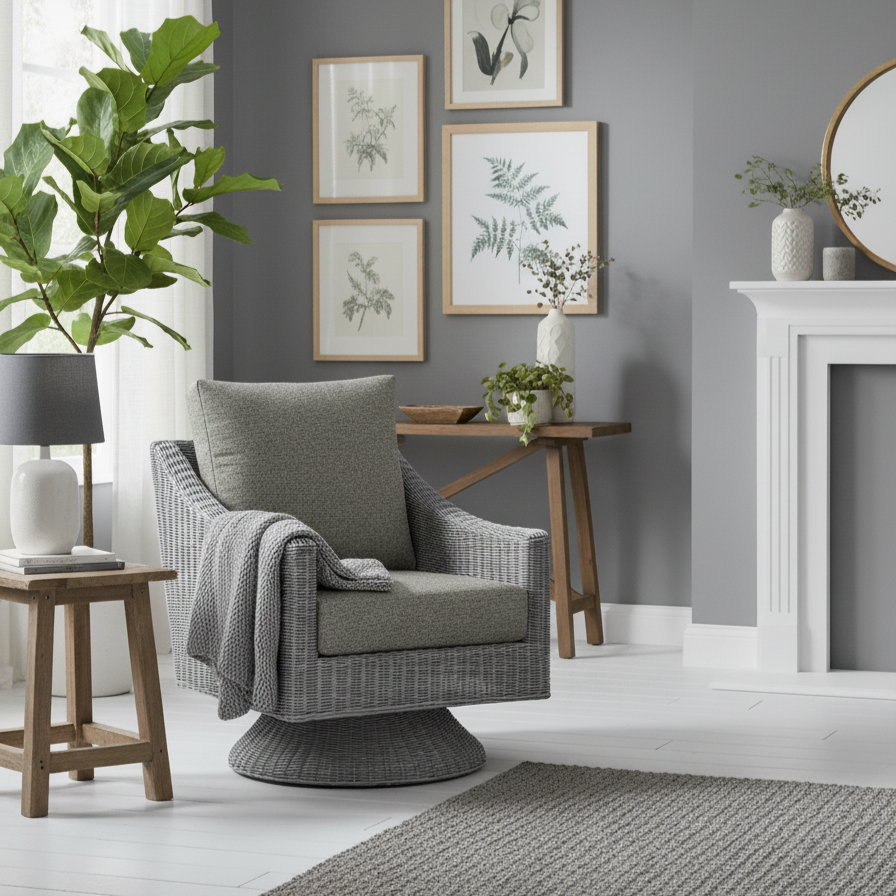 Grey Wash Dijon Swivel Chair in Mesh Grey