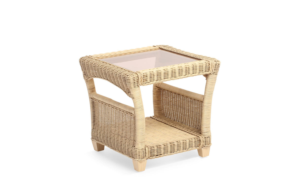 Dijon Cane & Glass Lamp Table