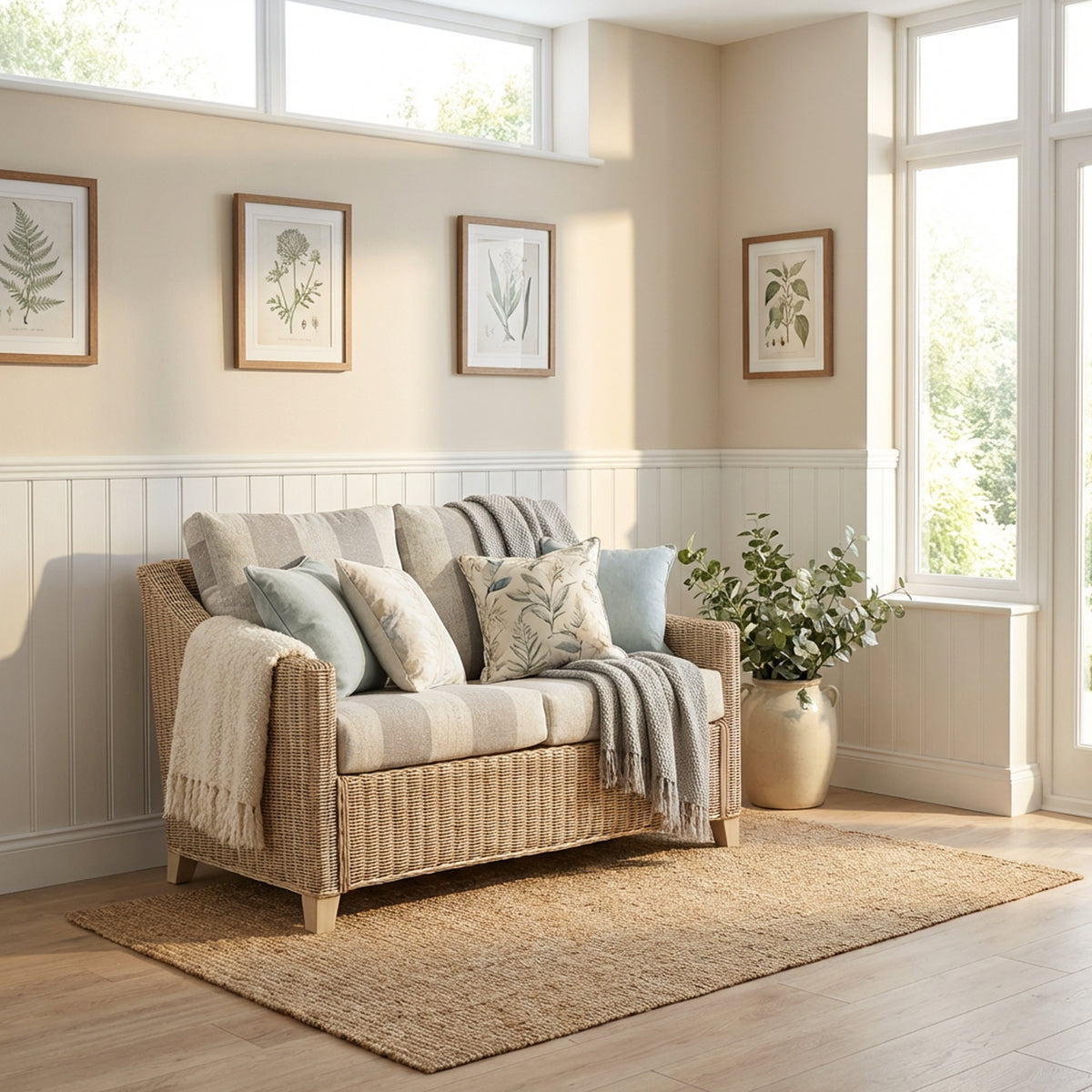 Dijon Natural Wash Cane 2 Seater Sofa