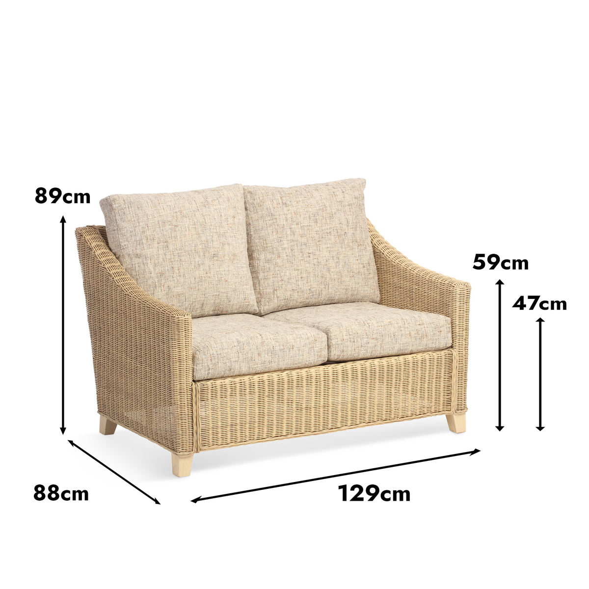 Dijon Natural Wash Cane 2-Seater Sofa in Prague