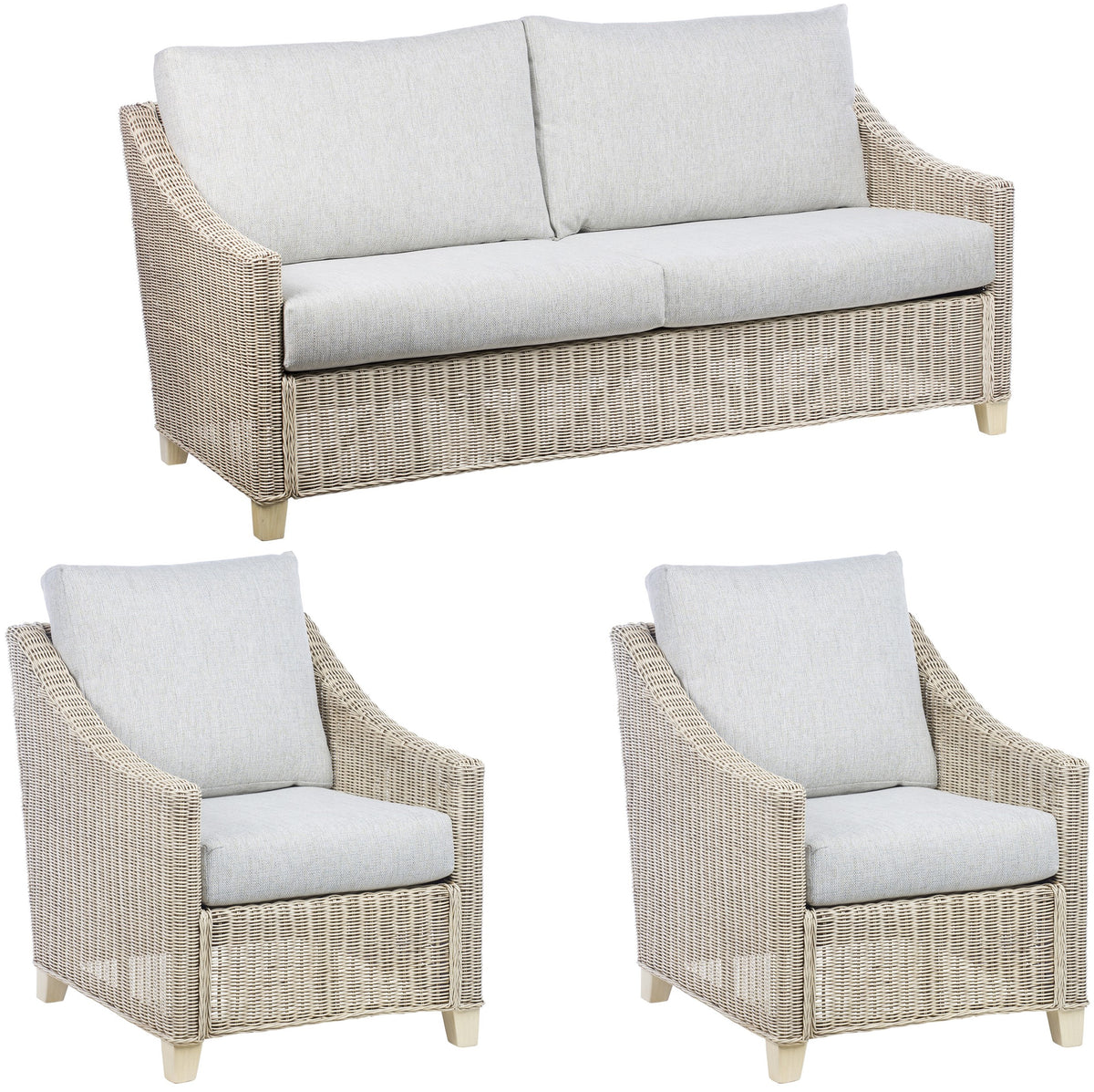 Dijon Natural Rattan 3 Seater Sofa Suite