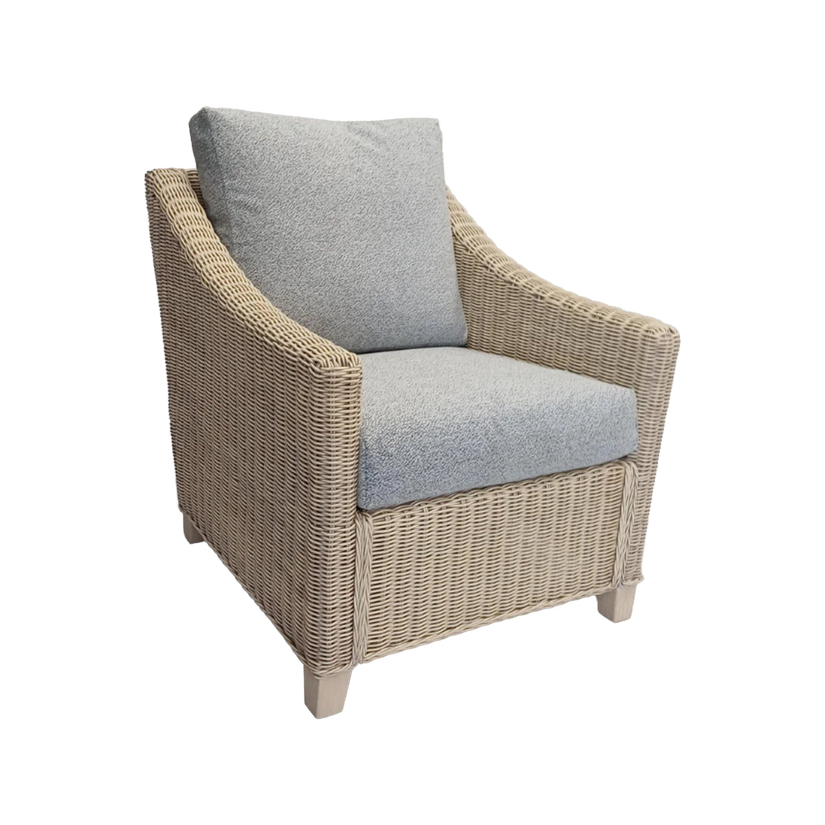 Dijon Natural Wash Cane Armchair in Aquaclean Mesh Grey - Clearance