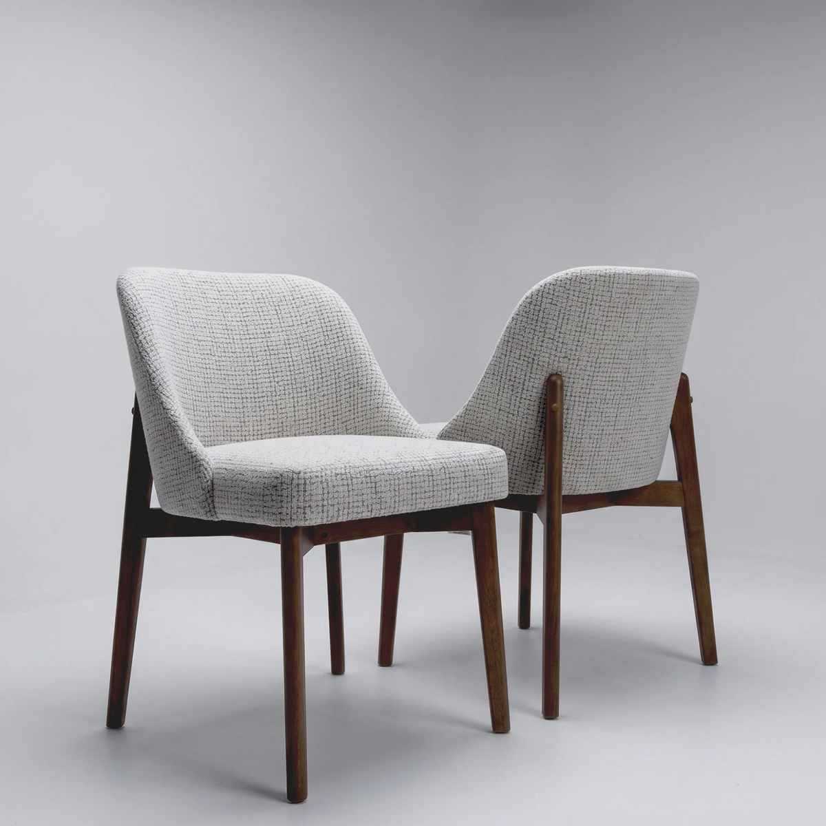 Divino 240cm Walnut Dining Set – Architectural Table with 6 Divino Oatmeal Boucle Chairs