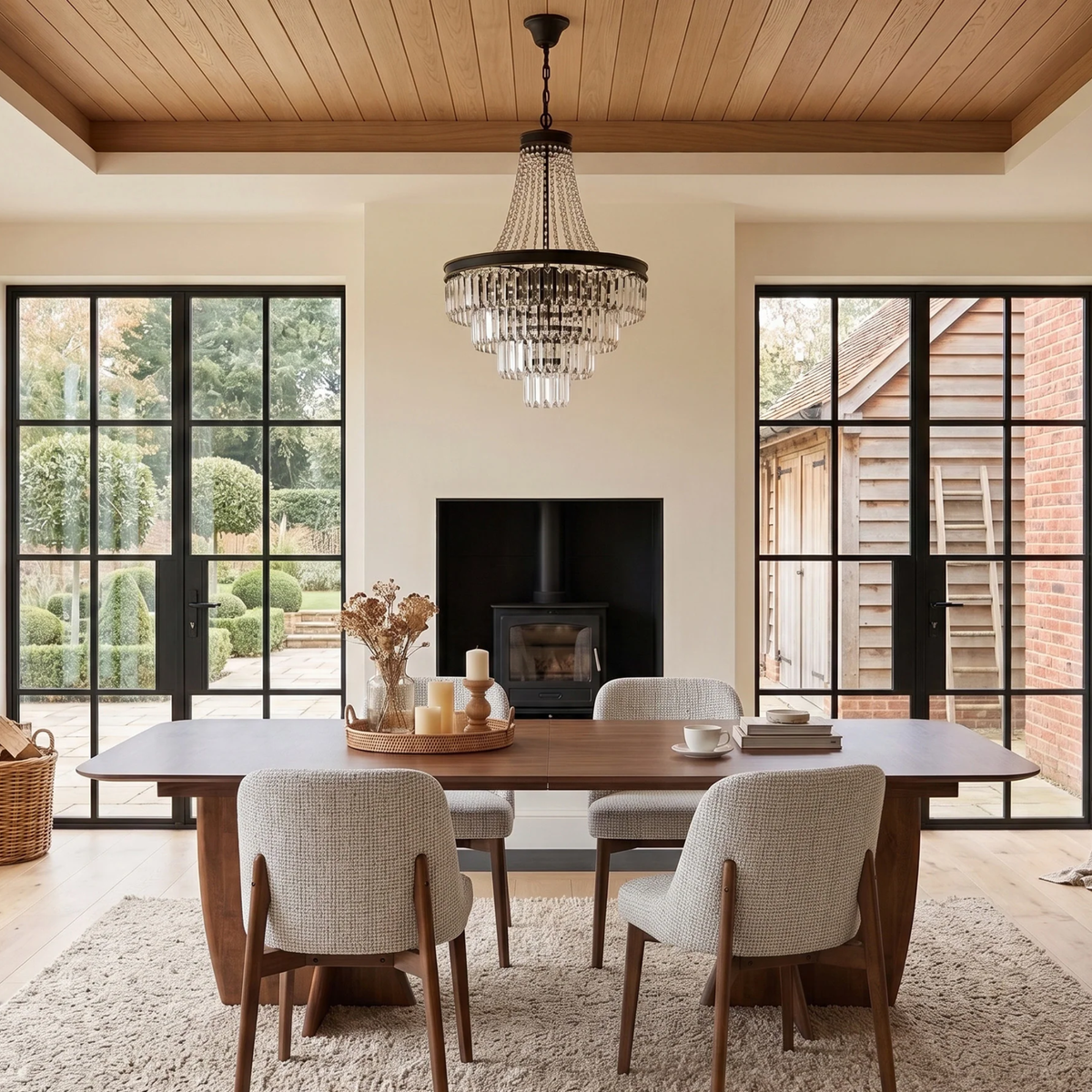 Divino 240cm Walnut Dining Table - Rectangular Architectural Base