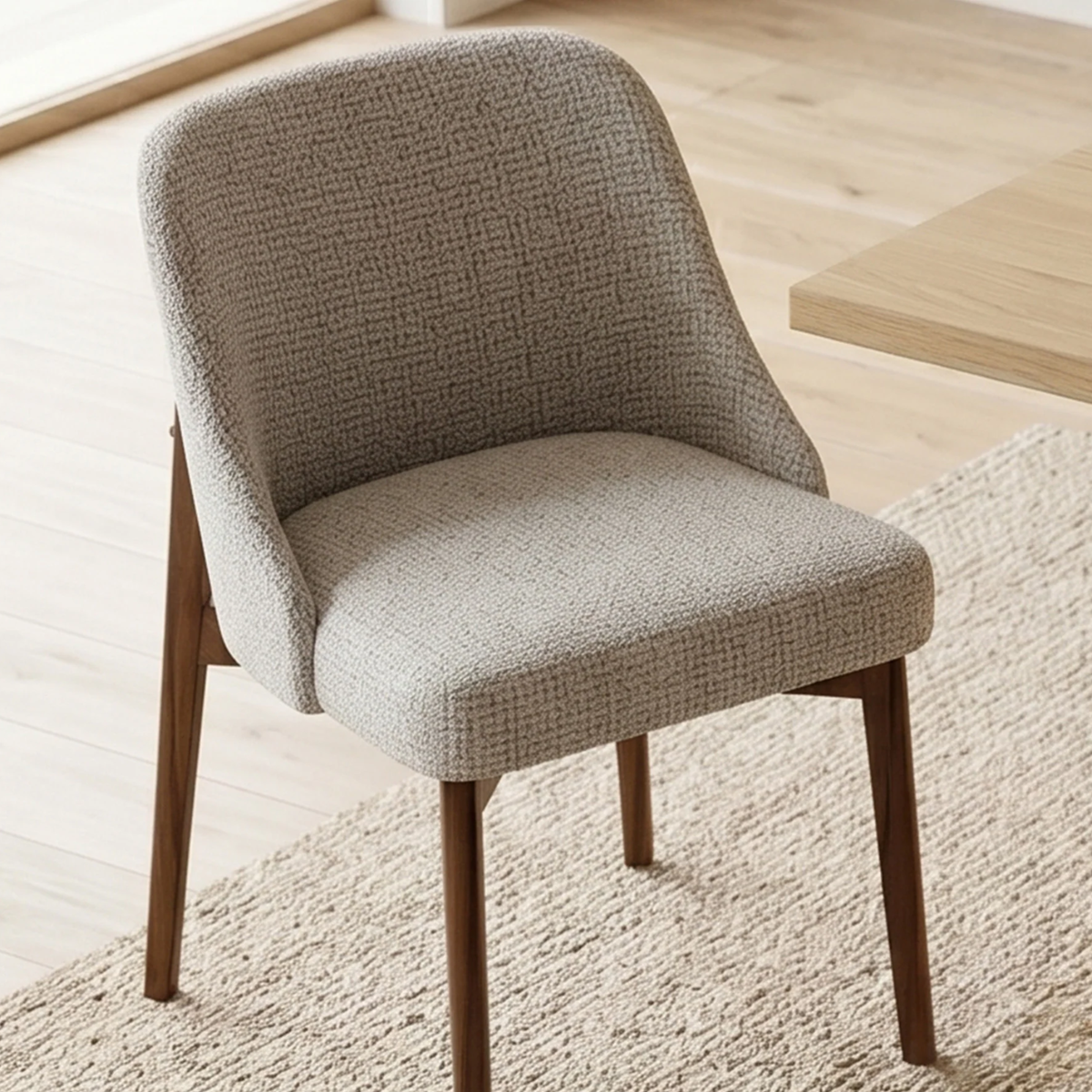 Divino Walnut Tub Set of 2 Dining Chairs in Boucle