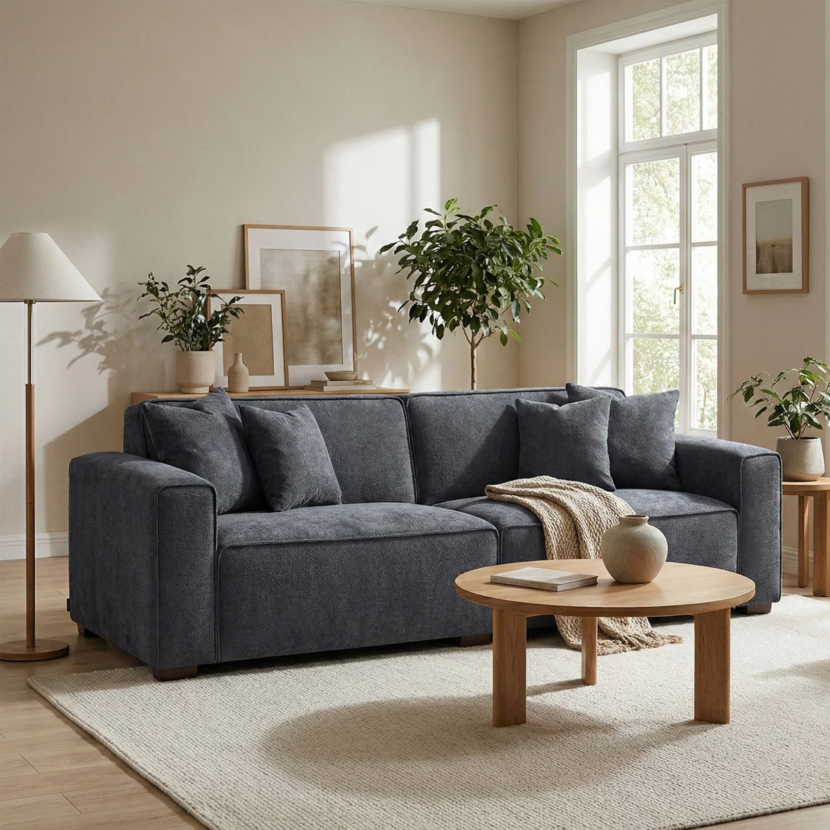 Dorian 3-Seater Sofa in Charcoal Grey Boucle