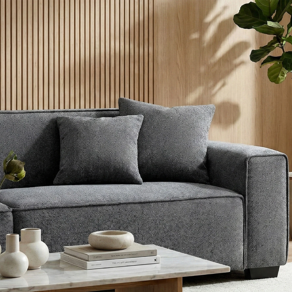 Dorian 3-Seater Sofa in Charcoal Grey Boucle