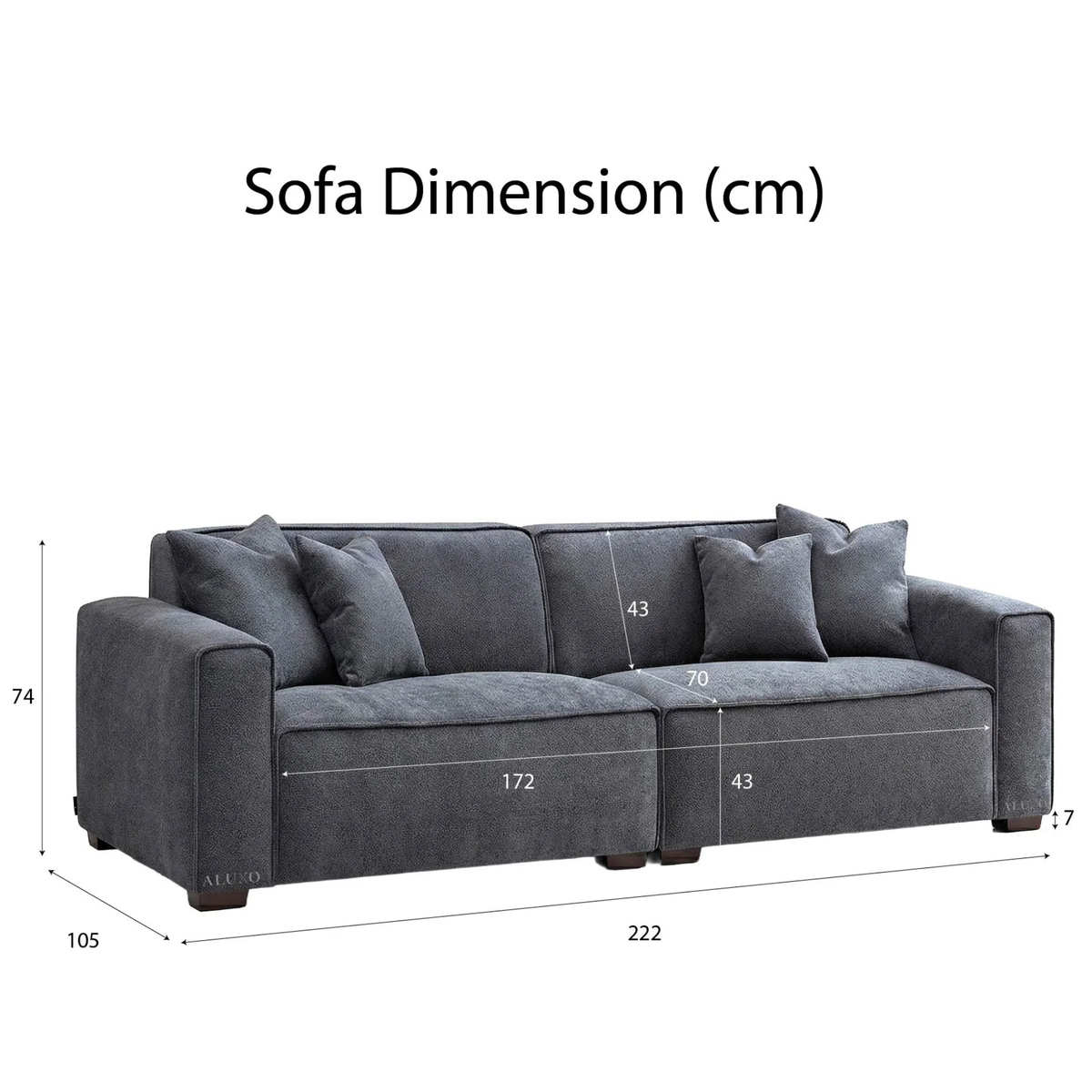 Dorian 3-Seater Sofa in Charcoal Grey Boucle