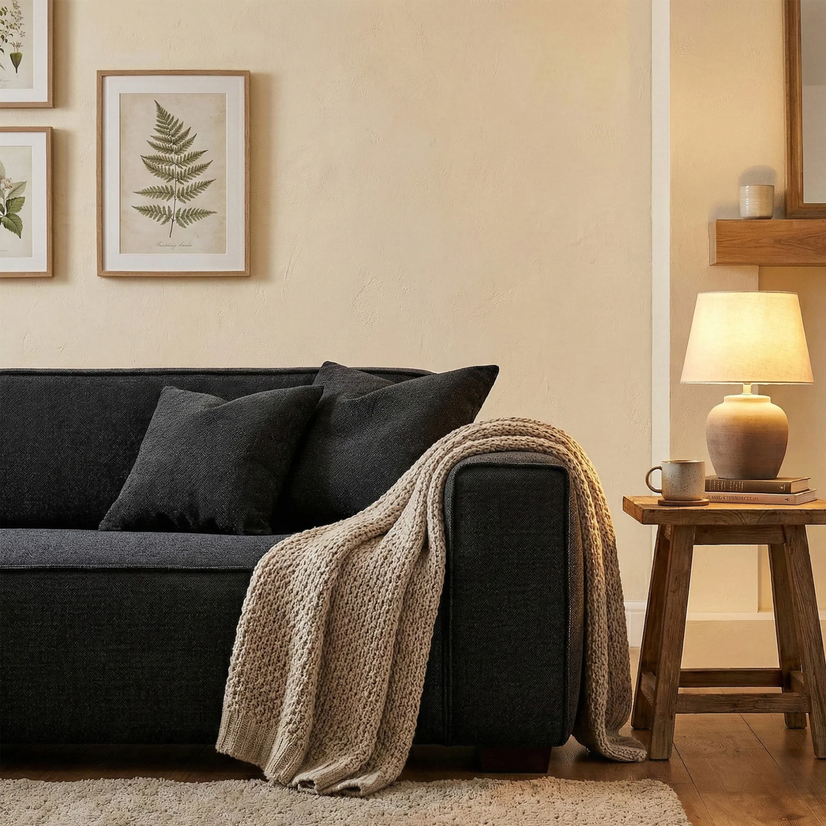 Dorian 3-Seater Sofa in Midnight Black Boucle