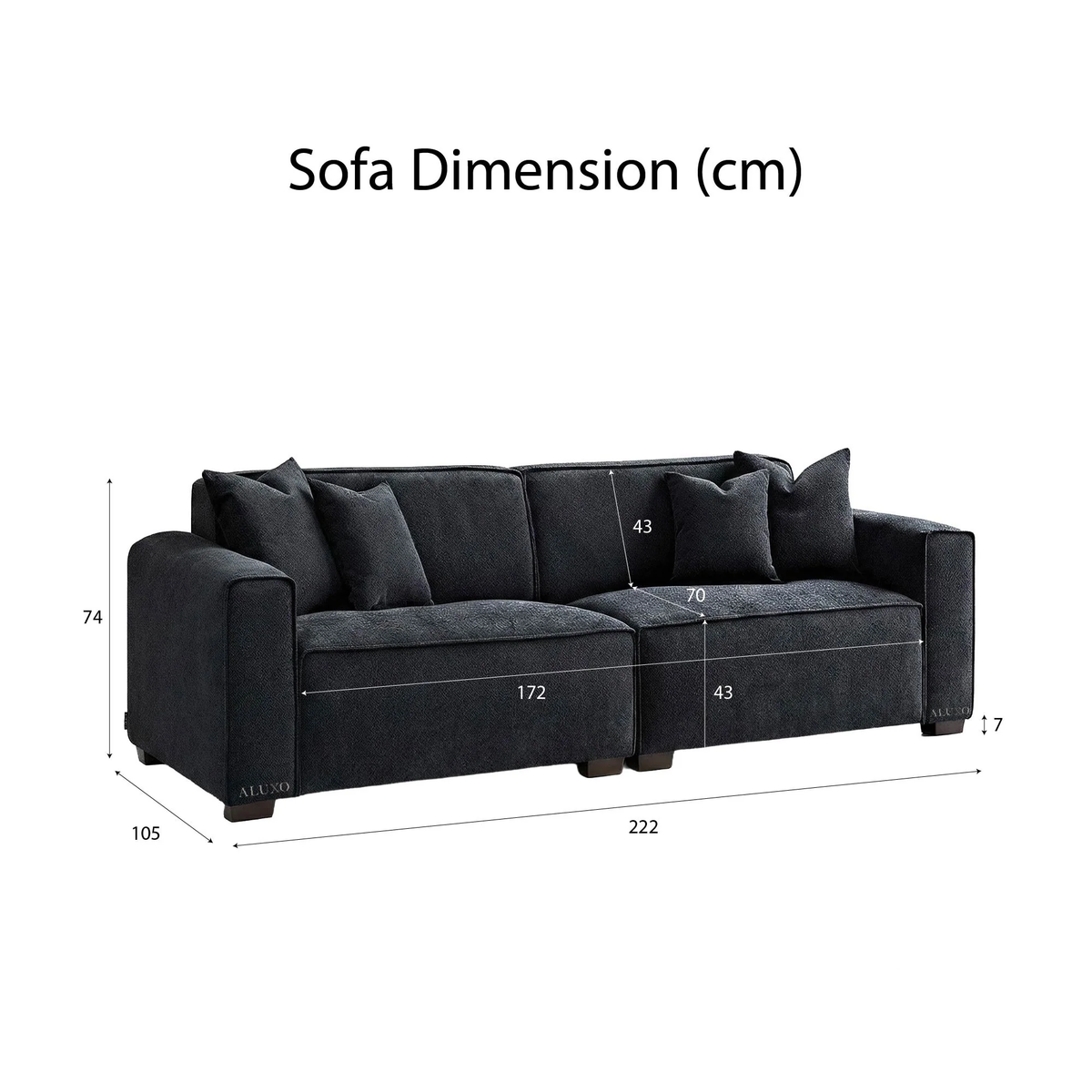 Dorian 3-Seater Sofa in Midnight Black Boucle