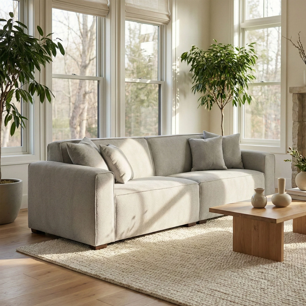 Dorian 3-Seater Sofa in Pebble Grey Boucle