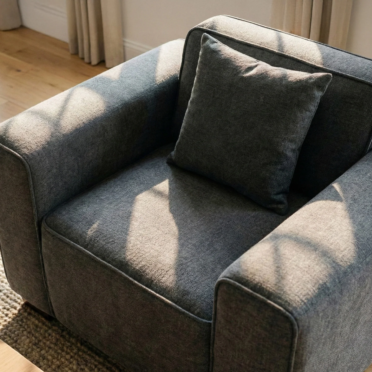 Dorian Armchair in Charcoal Grey Boucle