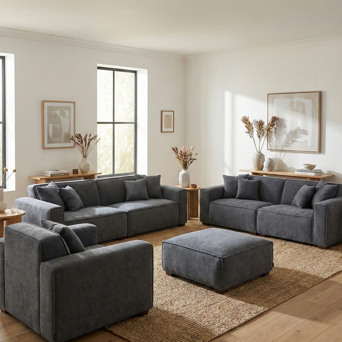 Dorian Armchair in Charcoal Grey Boucle