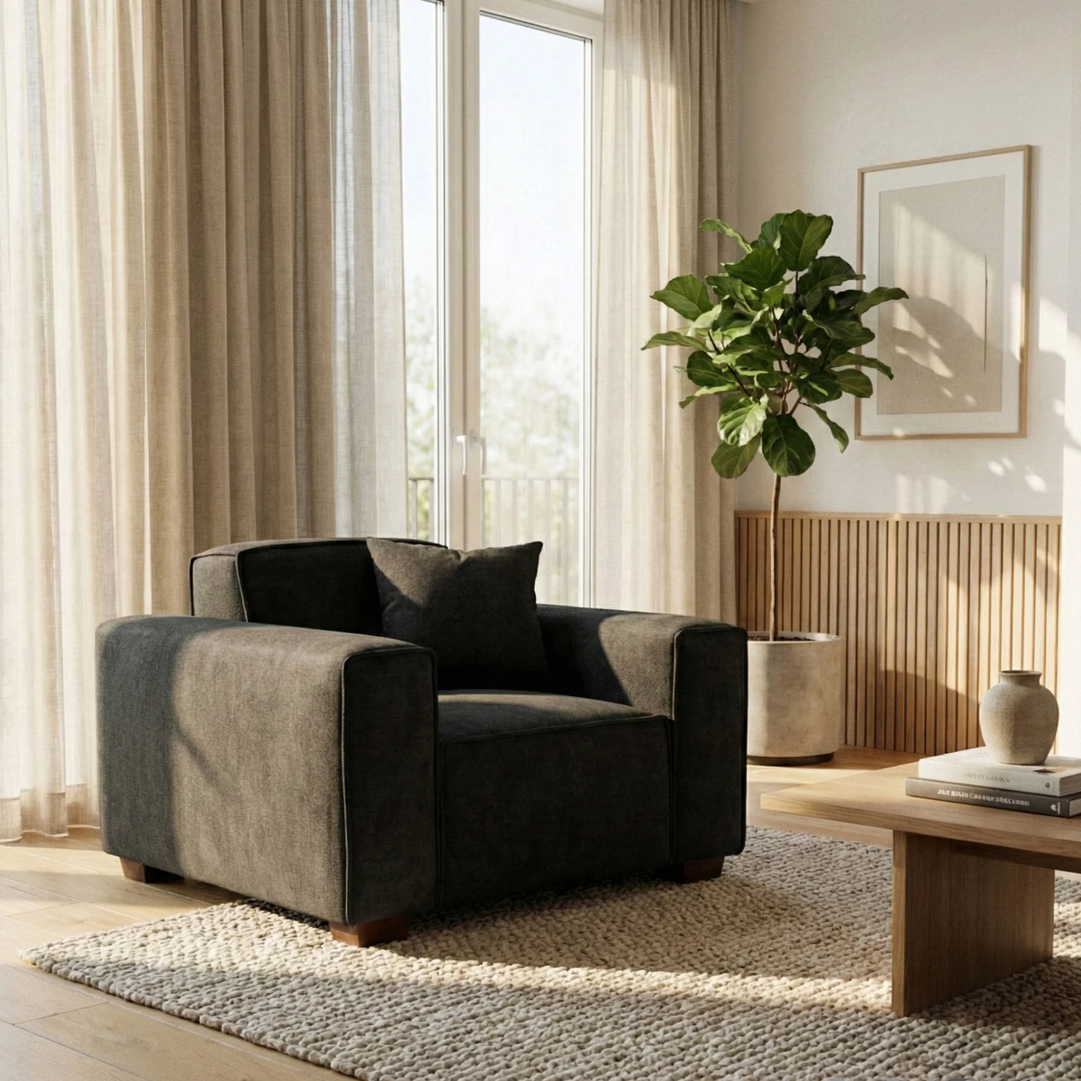 Dorian Armchair in Midnight Black Boucle