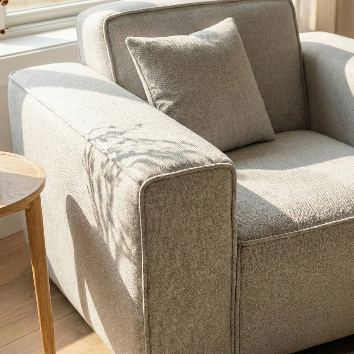 Dorian Armchair in Pebble Grey Boucle