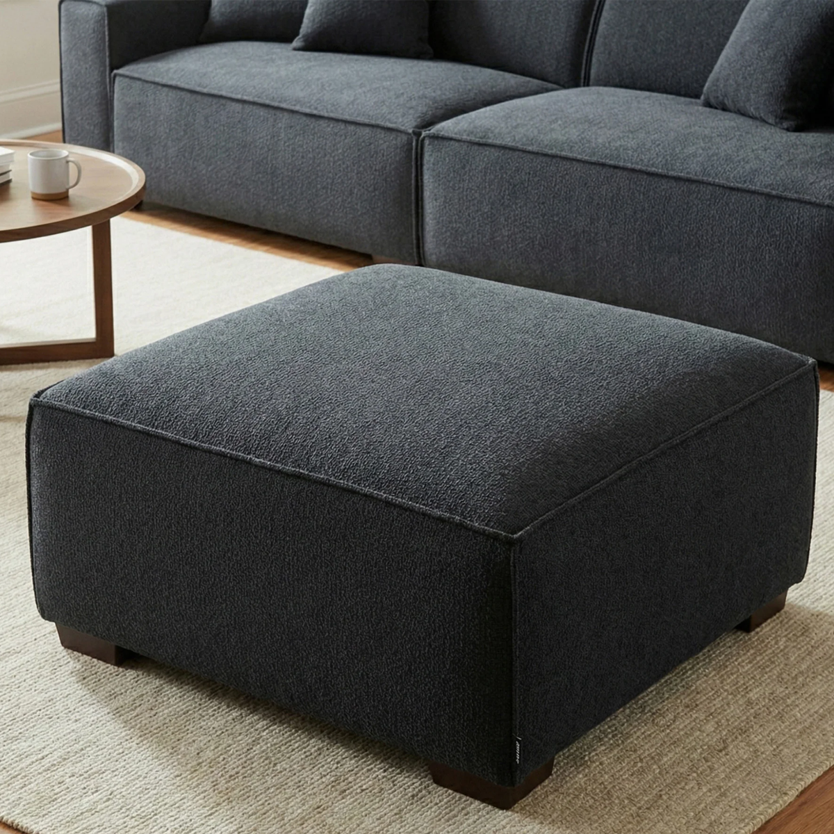 Dorian Modular Footstool in Midnight Black Boucle