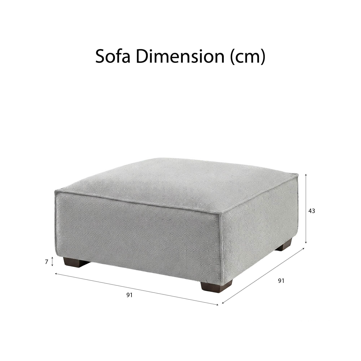 Dorian Modular Footstool in Pebble Grey Boucle