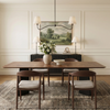 Durban 220cm Walnut Dining Set – Black Tapered Table with 4 Tressa Oatmeal Boucle Chairs