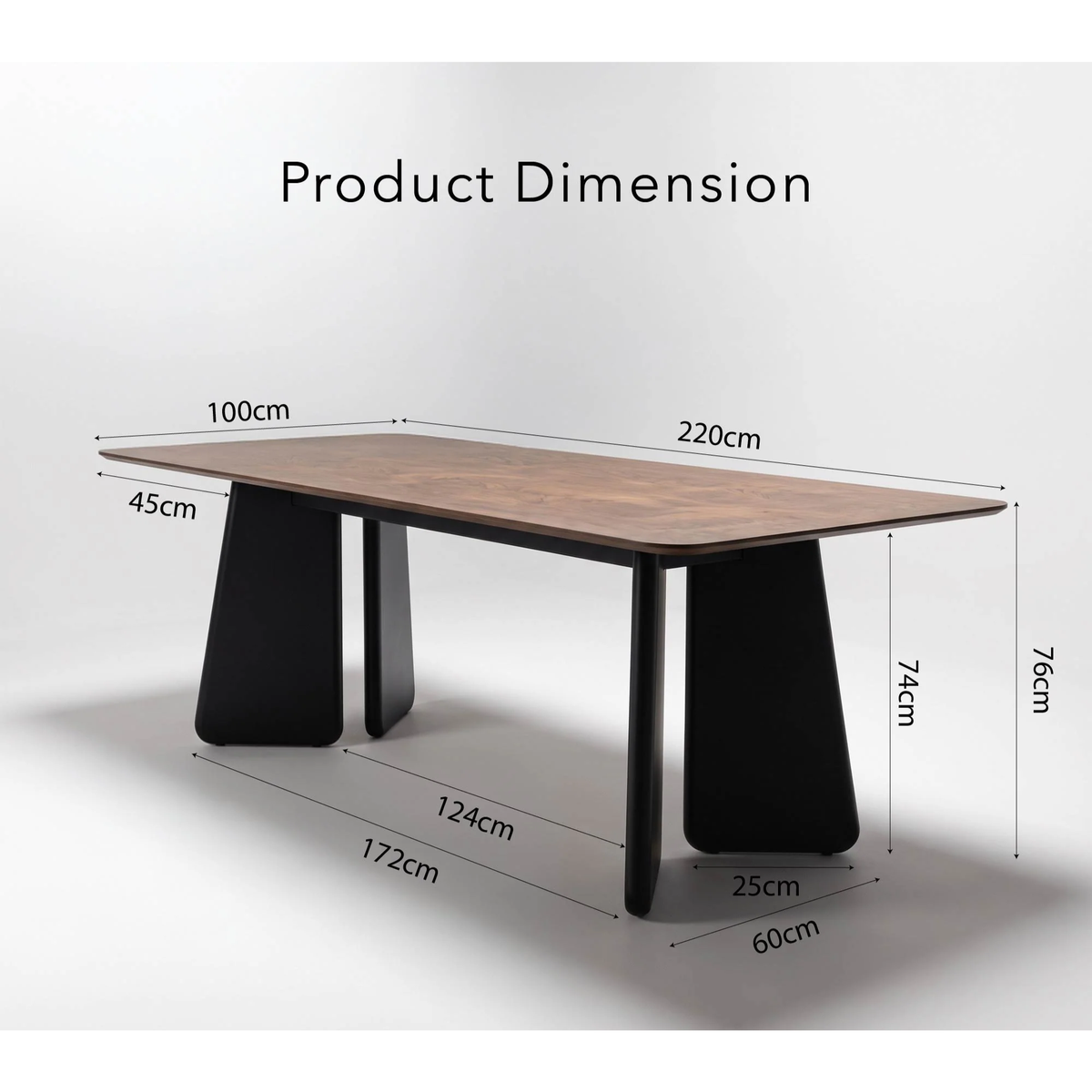 Durban 220cm Walnut Dining Set – Black Tapered Table with 4 Tressa Oatmeal Boucle Chairs