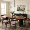 Durban 220cm Walnut Dining Set – Black Tapered Table with 6 Tressa Oatmeal Boucle Chairs