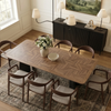 Durban 220cm Walnut Dining Set – Black Tapered Table with 8 Tressa Oatmeal Boucle Chairs