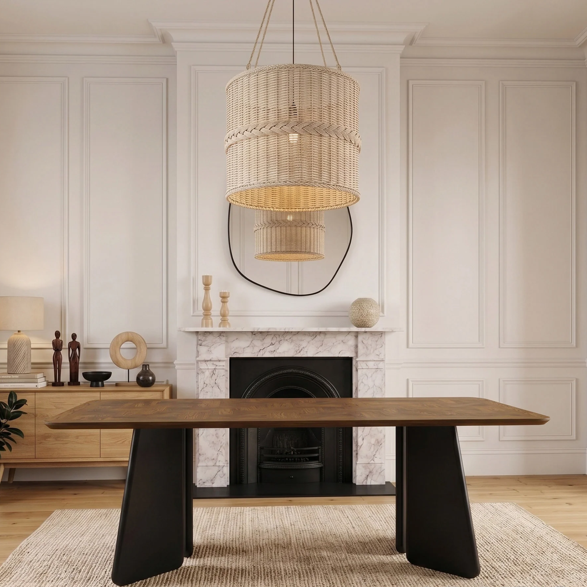 Durban 220cm Walnut Dining Table - Black Tapered Legs