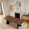 Durban 220cm Walnut Dining Table - Black Tapered Legs