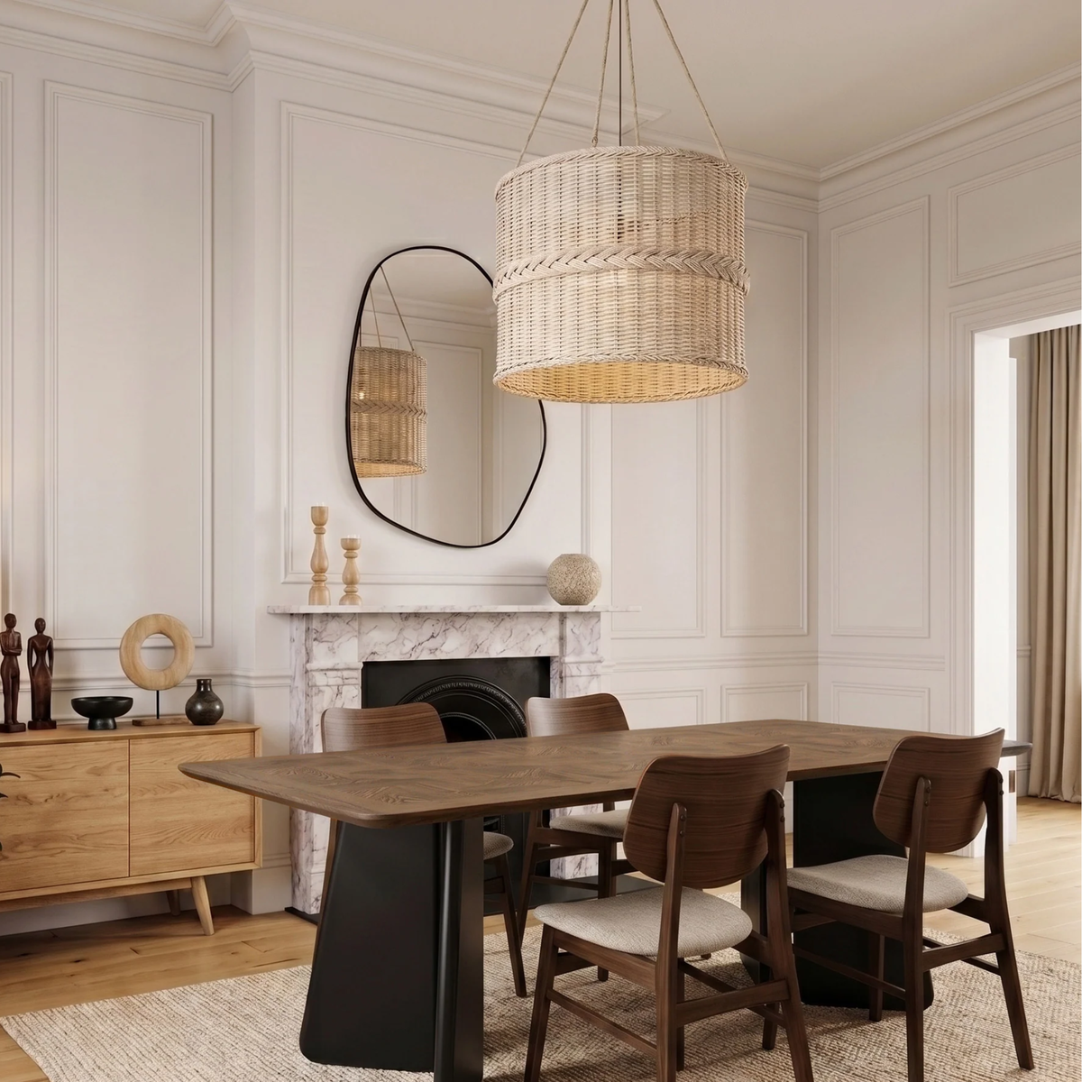 Durban 220cm Walnut Dining Table - Black Tapered Legs
