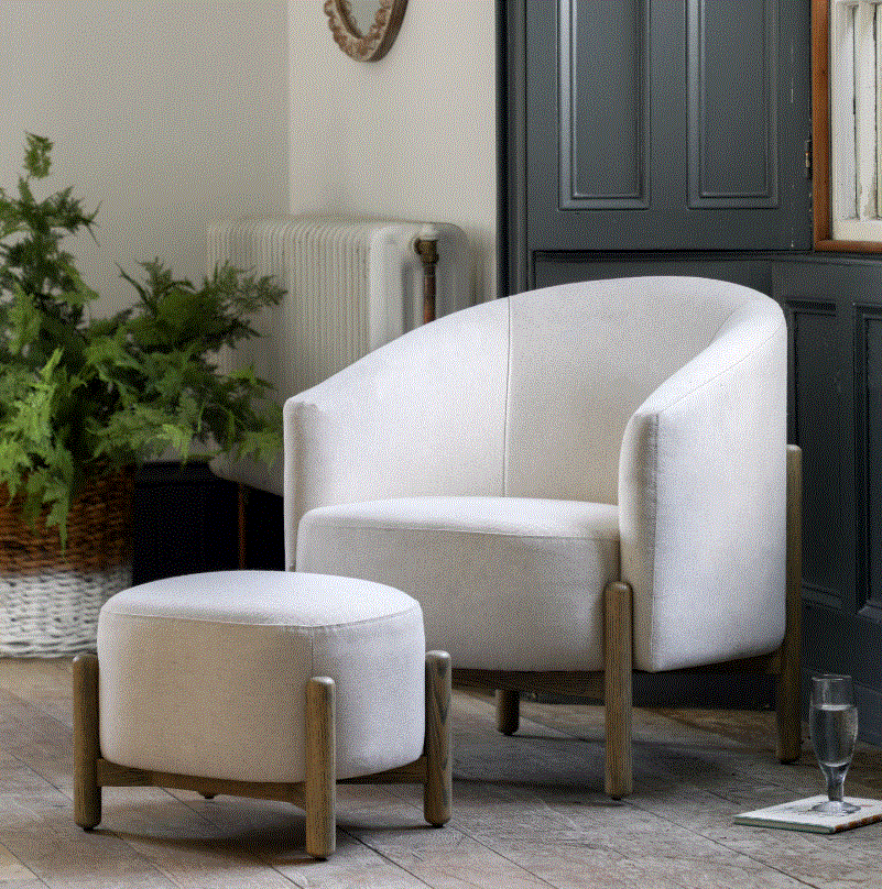 Tinto Cream Upholstered Footstool
