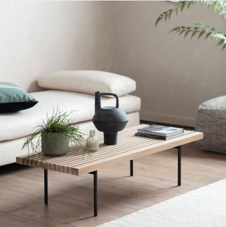 Otto Rectangluar Oak Coffee Table with Steel Legs