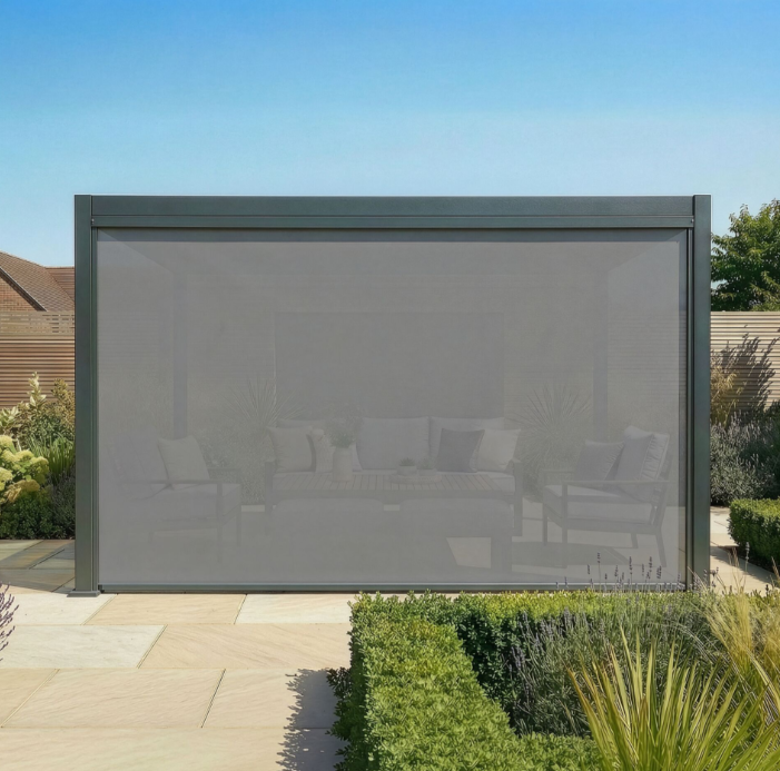 Coral 3x4m Pergoal with Drop Sides & LED Lighting- Grey Frame