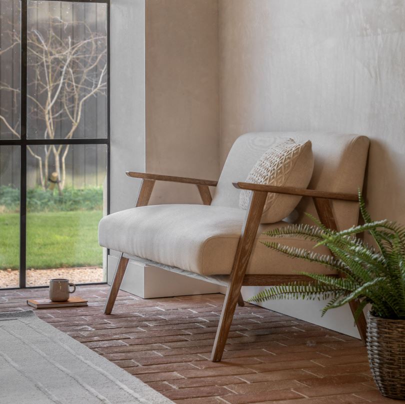 Neto Wooden 2 Seater Sofa Natural Linen