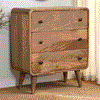 Curved Mango Wood 3 Drawer Chest