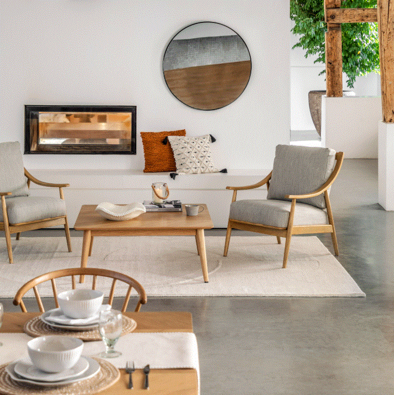 Relina Oak Armchair in Natural Linen