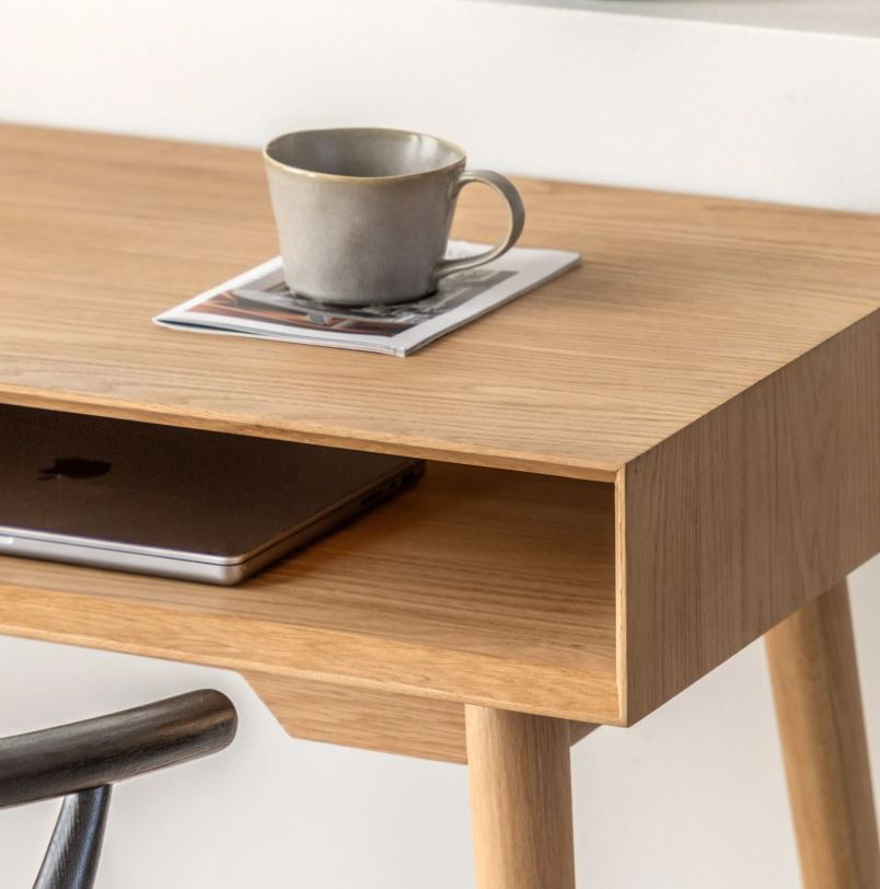 Mitrina Natural Oak 1 Drawer Desk with Shelf