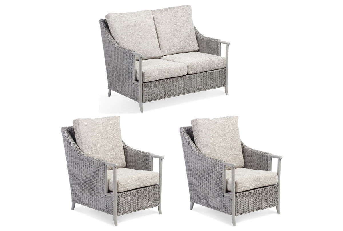 eden grey cane 2 seater suite